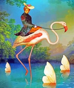 Woman On Flamingo Bird paint by numbers