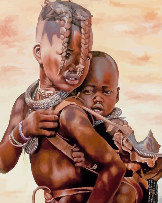 African Kid - Black And White Paint By Numbers - Painting By Numbers