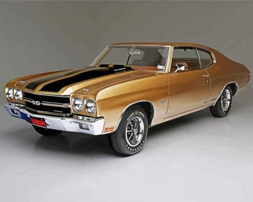 Golden Chevy Chevelle paint by numbers