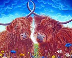 Highland Cows Art paint by numbers