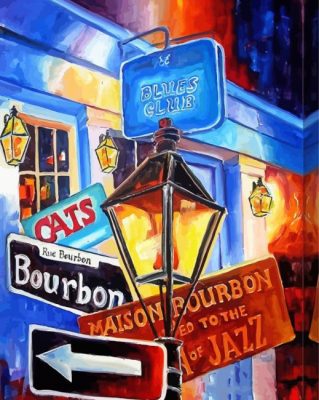 New Orleans Bourbon Street Poster paint by numbers