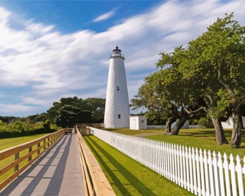 Ocracoke Island Lighthouse  paint by numbers