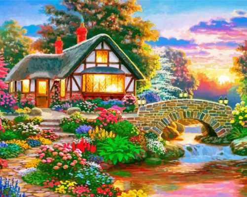 Water Bridge Landscape Painting By Numbers Canvas Pictures Bedroom