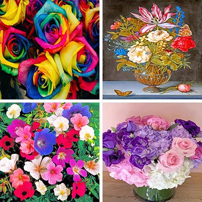 Colorful Flowers painting by Numbers  