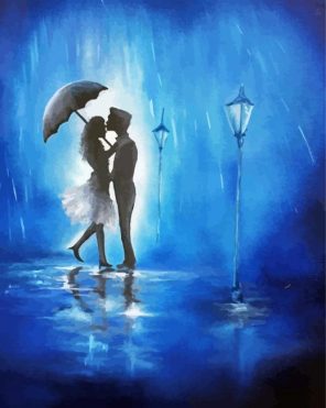 Couple Kissing in The Rain paint by numbers