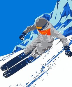 Downhill Skiing Snow paint by numbers