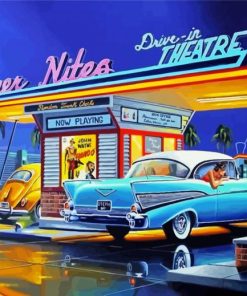Drive In Movie Art paint by numbers