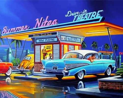 Drive In Movie Art paint by numbers