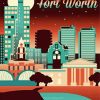 Fort Worth Texas Poster paint by numbers
