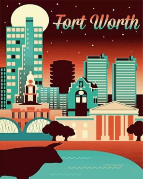 Fort Worth Texas Poster paint by numbers