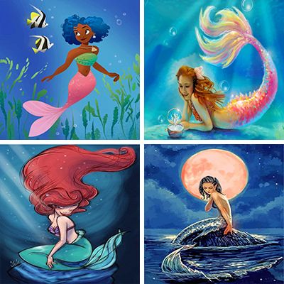 Mermaids painting by Numbers   