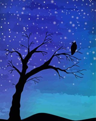 Night Tree Silhouette paint by numbers