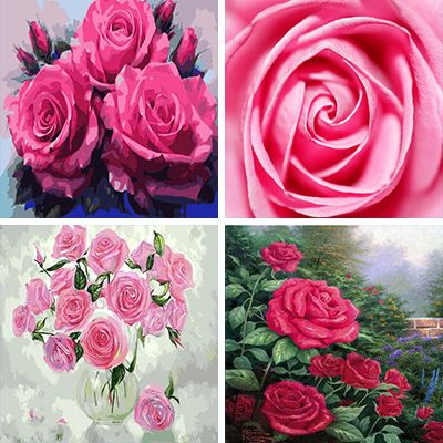 Pink Rose paint by Numbers