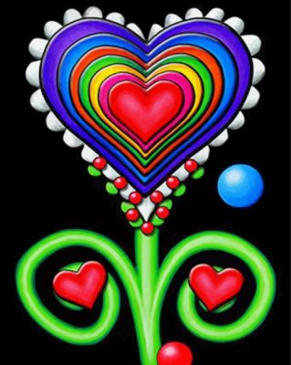 Raibow Heart Flower paint by numbers