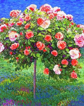 Rose Tree Illustration paint by numbers