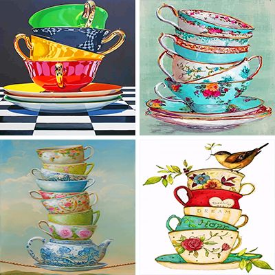 Tea cups painting by Numbers