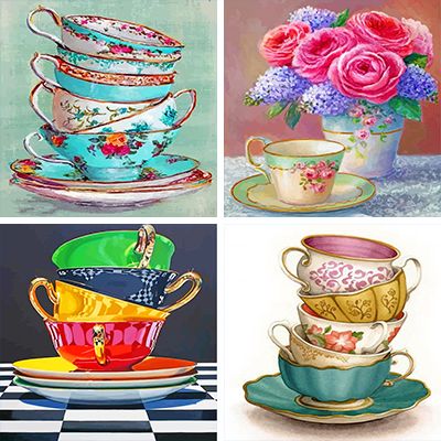 Teacups painting by Numbers