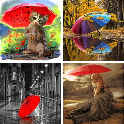 Umbrellas Painting by Numbers   