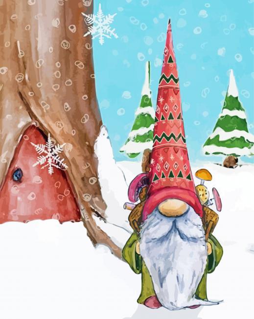 DamTma Paint by Number Christmas Gnome Paint by Numbers Kit for Adults  Beginner on Canvas with Brushes Winter Snow DIY Painting by Numbers for  Gift