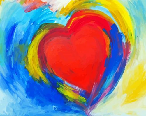 Abstract Rainbow Heart paint by numbers
