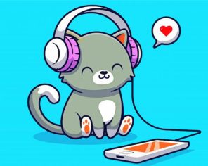 Cat Listening To Music paint by numbers