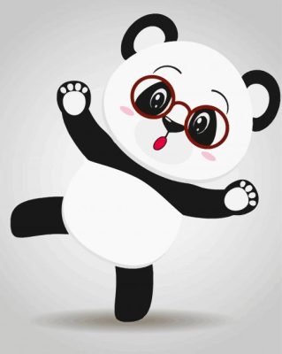Adorable Panda With Glasses paint by numbers