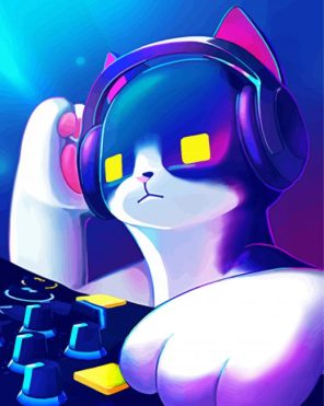 Aesthetic Cat Dj paint by numbers