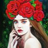 Lady With Roses Crown paint by numbers