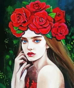 Lady With Roses Crown paint by numbers