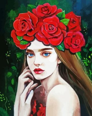 Lady With Roses Crown  paint by numbers