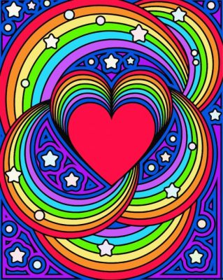 Rainbow Hearts paint by numbers