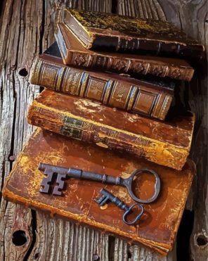 Vintage Books And Keys paint by numbers