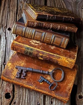 Vintage Books And Keys paint by numbers