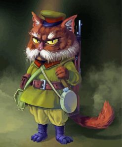 Aesthetic Cat Soldier paint by numbers
