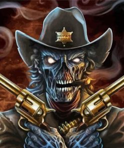 Aesthetic Mad Cowboy Skeleton paint by numbers