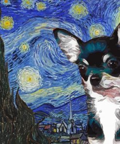 Chihuahua Starry Night paint by numbers