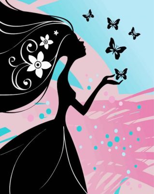 Butterfly Girl Silhouette paint by numbers