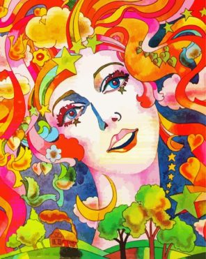 Colorful Lady Peter Max paint by numbers