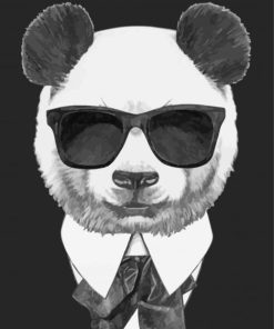 Cool Panda With Glasses paint by numbers