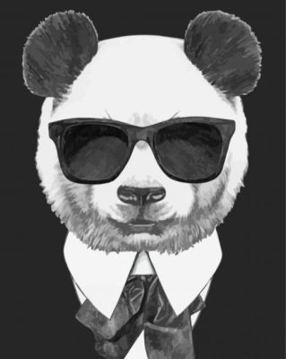 Cool Panda With Glasses  paint by numbers