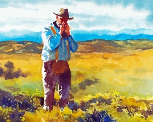 Cowboy Playing Harmonica paint by numbers
