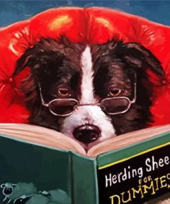 Dog Reading A Book paint by numbers