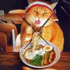 Funny Cat Eating Ramen paint by numbers
