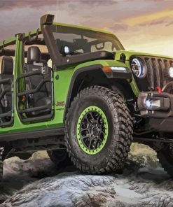 Green Off Roading Car paint by numbers