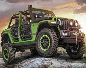 Green Off Roading Car paint by numbers