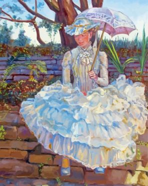 Lonely Lady With Parasol paint by numbers