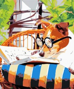 Nerdy Dog Reading A Book paint by numbers