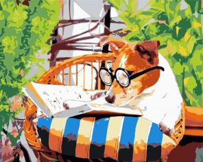 Nerdy Dog Reading A Book paint by numbers