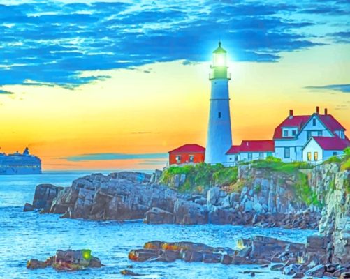 Portland Head Lighthouse Cape Elizabeth Paint By Numbers