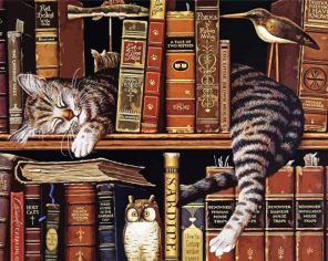 Vintage Cat With Books paint by numbers